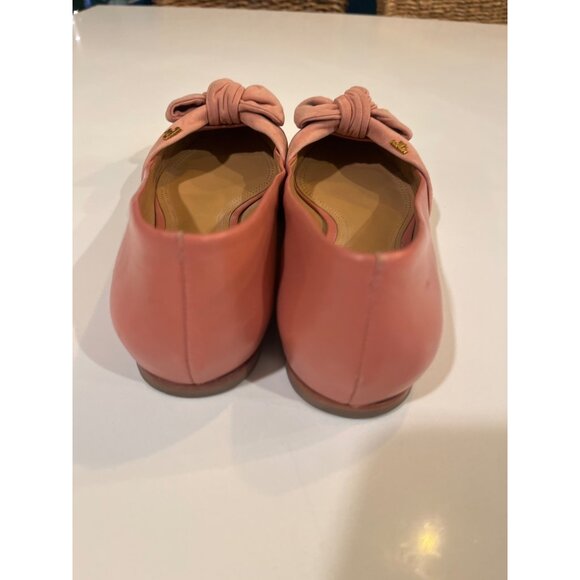 Tory Burch Womens Pink Pointed Toe Flats With Suede Bow Accent Size 8 - Picture 6 of 6